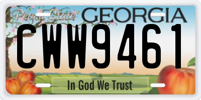 GA license plate CWW9461