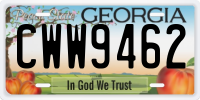 GA license plate CWW9462