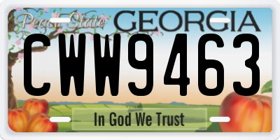 GA license plate CWW9463