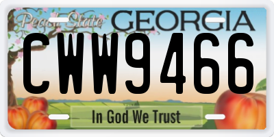 GA license plate CWW9466