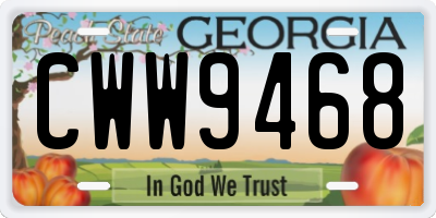 GA license plate CWW9468