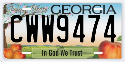 GA license plate CWW9474