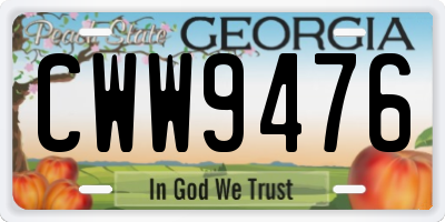 GA license plate CWW9476