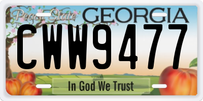 GA license plate CWW9477