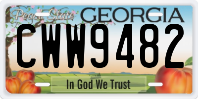 GA license plate CWW9482