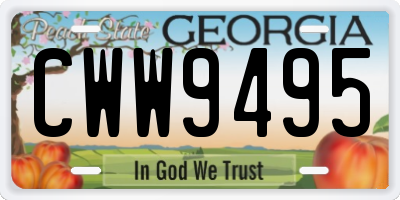 GA license plate CWW9495