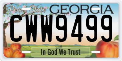 GA license plate CWW9499