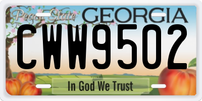 GA license plate CWW9502