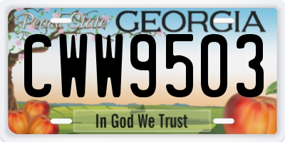 GA license plate CWW9503