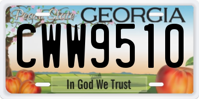 GA license plate CWW9510