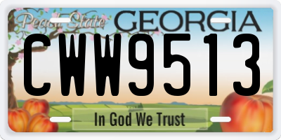 GA license plate CWW9513