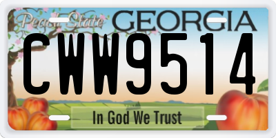 GA license plate CWW9514