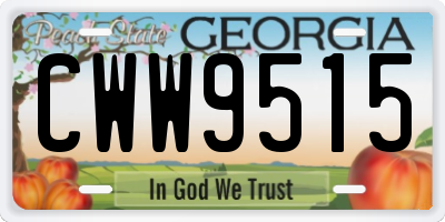 GA license plate CWW9515