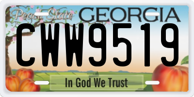 GA license plate CWW9519