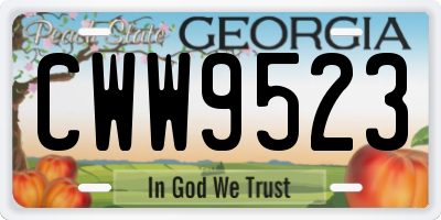 GA license plate CWW9523