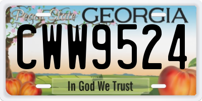 GA license plate CWW9524