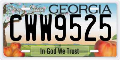GA license plate CWW9525