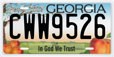 GA license plate CWW9526