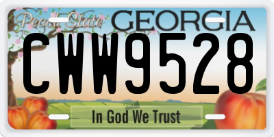 GA license plate CWW9528