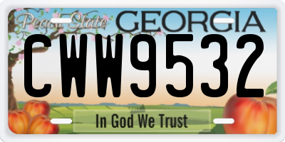GA license plate CWW9532