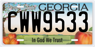 GA license plate CWW9533