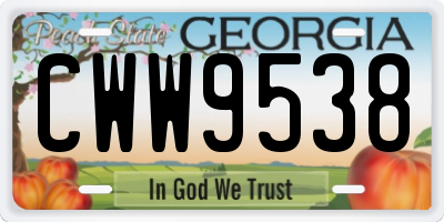 GA license plate CWW9538