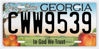GA license plate CWW9539