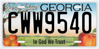 GA license plate CWW9540