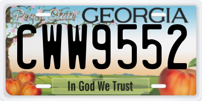 GA license plate CWW9552