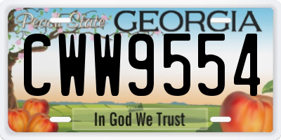 GA license plate CWW9554