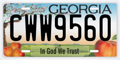 GA license plate CWW9560