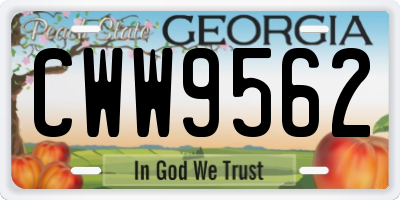 GA license plate CWW9562