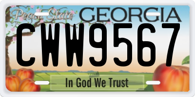 GA license plate CWW9567