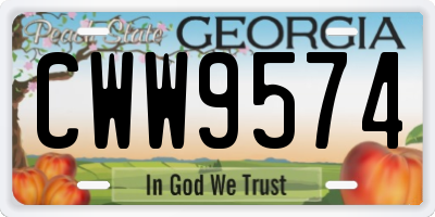 GA license plate CWW9574