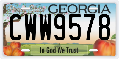 GA license plate CWW9578