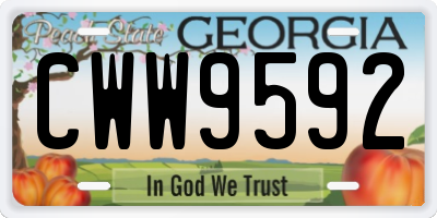 GA license plate CWW9592