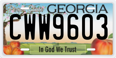 GA license plate CWW9603