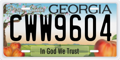 GA license plate CWW9604