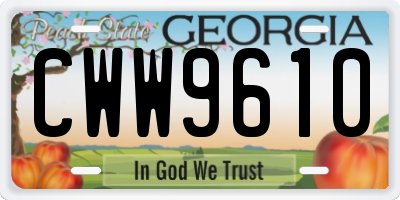 GA license plate CWW9610