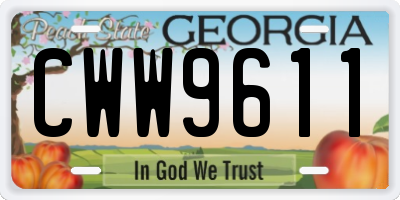 GA license plate CWW9611