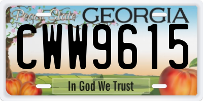 GA license plate CWW9615