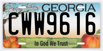 GA license plate CWW9616