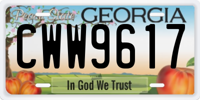 GA license plate CWW9617