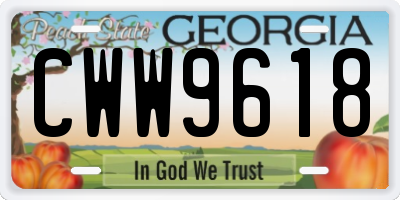 GA license plate CWW9618