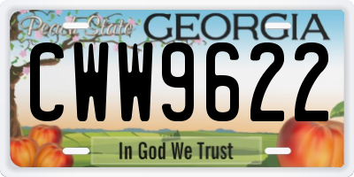 GA license plate CWW9622