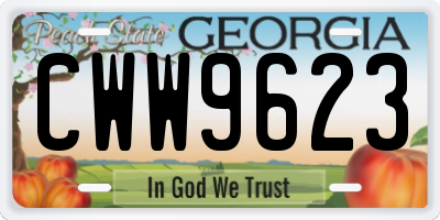 GA license plate CWW9623