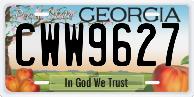 GA license plate CWW9627
