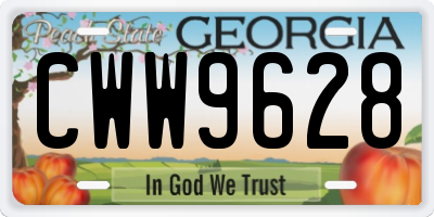GA license plate CWW9628
