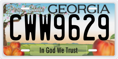 GA license plate CWW9629