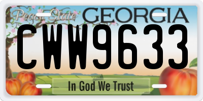 GA license plate CWW9633